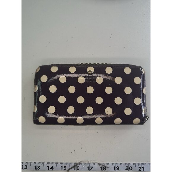 KATE SPADE Carlisle Street Lacey Polka Dot Plum  Wallet Patent Leather - Picture 1 of 5